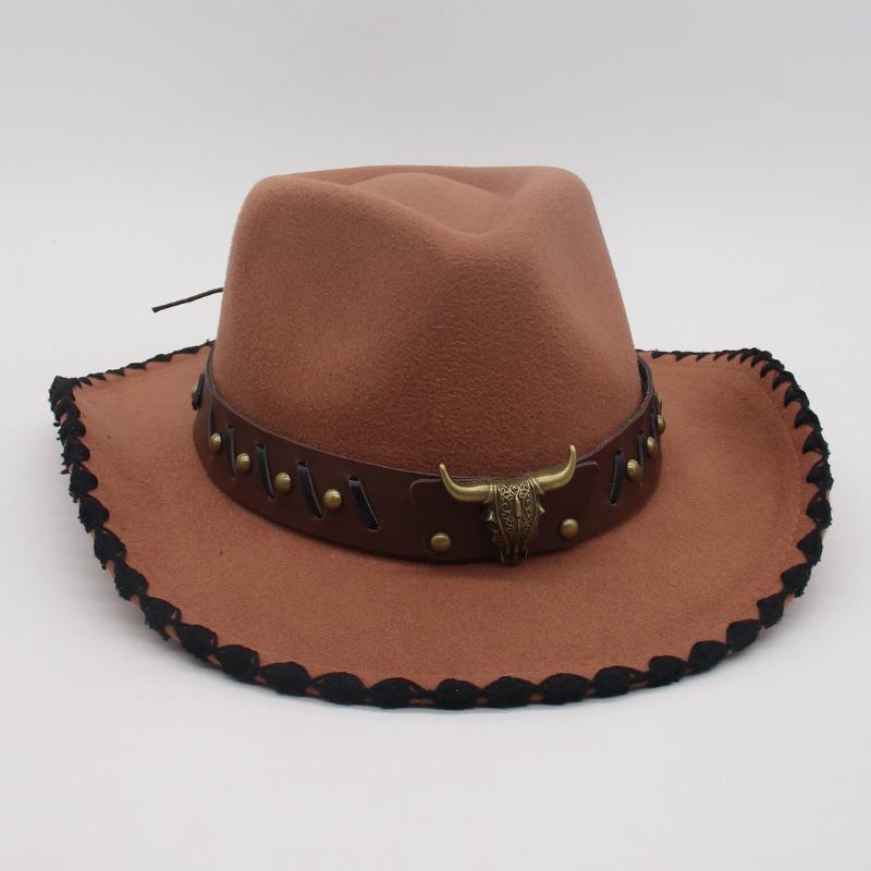 Tibetan Vacation Hemming Top Hat Men'S And Women'S Hat Cowboy Hat Simple Ethnic Style Jazz Hat
