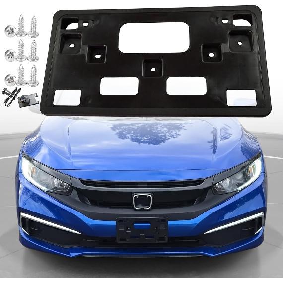FASTCHE Front Bumper License Tag Plate Frame Bracket Holder Compatible with 2019 2020 2021 Honda Civic Front Bumper License Plate Holder Mounting