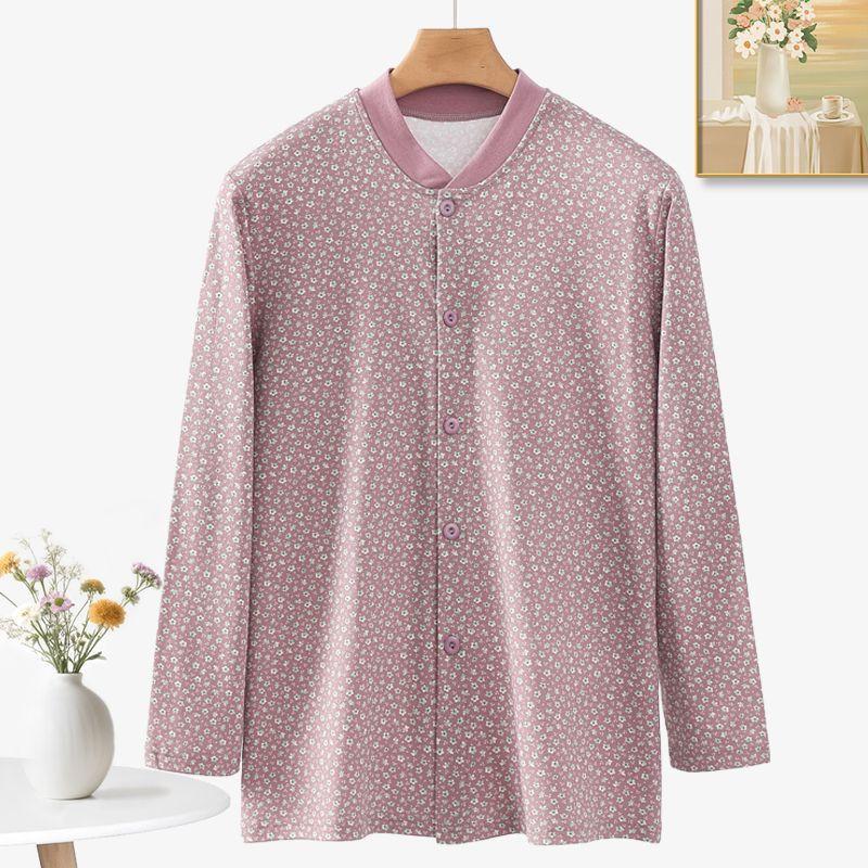 

Fashionable Pure Cotton Cardigan Middle-aged and Elderly Tops XL фіолетовий