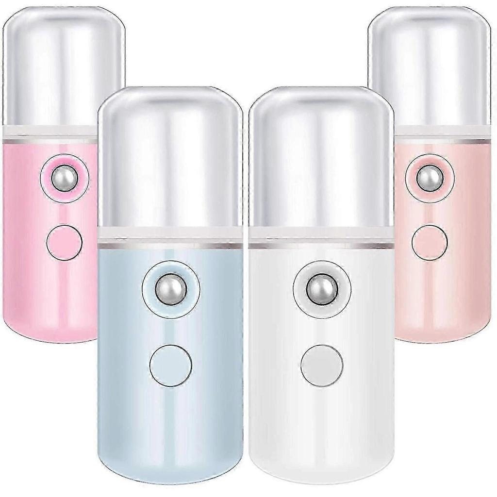 4 Pieces Nano Sprayer Nano F Portable Mini F Mist Handy Sprayer Atomizing Eyelash Extension Cool For Usb Rechargeable (white, Light Pink, Blue,,1640