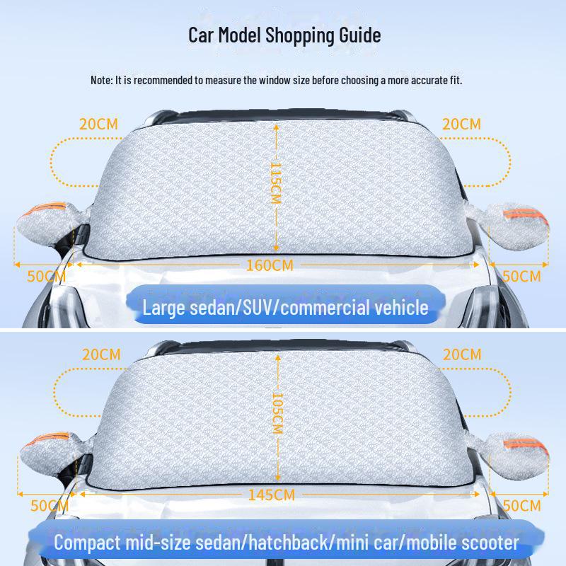 Car Windshield and Side Window Snow Shield - Anti-Frost Winter Cover and Sunshade