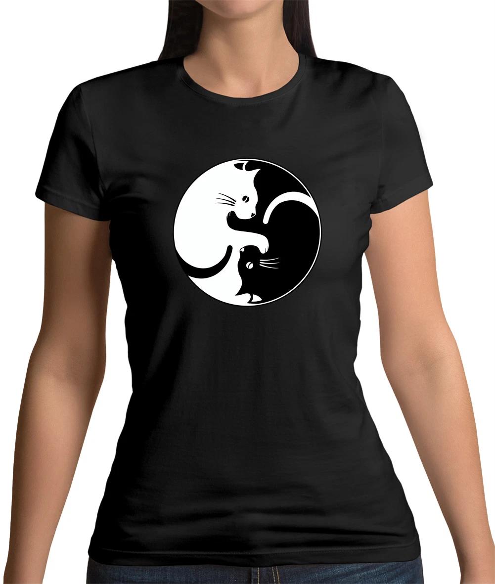 Yin Yang Cat Womens T-Shirt Kitten Pussy cat Spiritual Pet Yin and yang XS