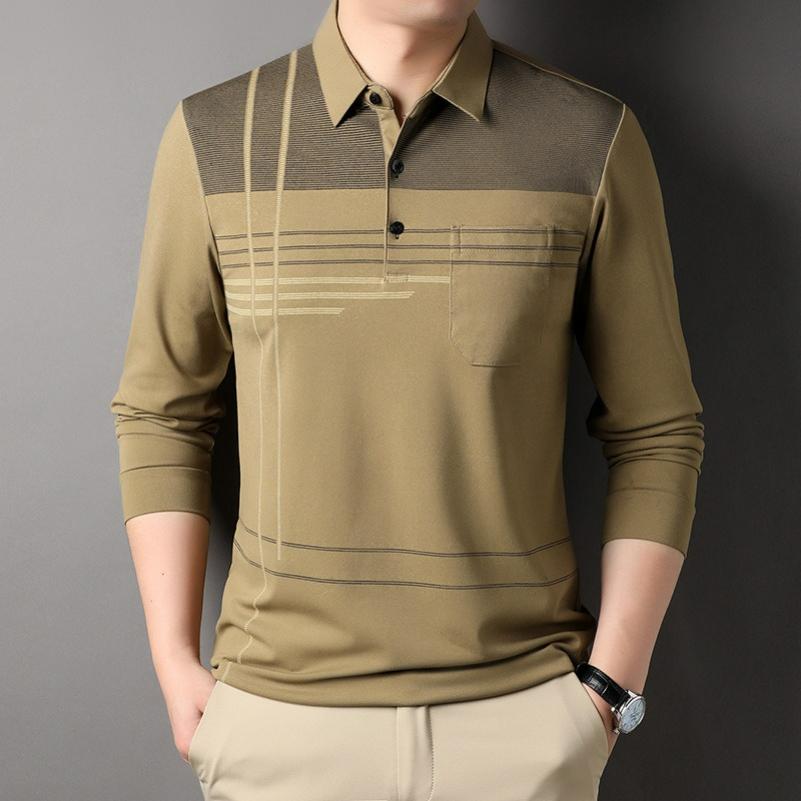 Dad Spring Tops, T-shirts, Long-sleeved Men's Bottoming Polo Shirts, Spring and Autumn Thin T-shirts