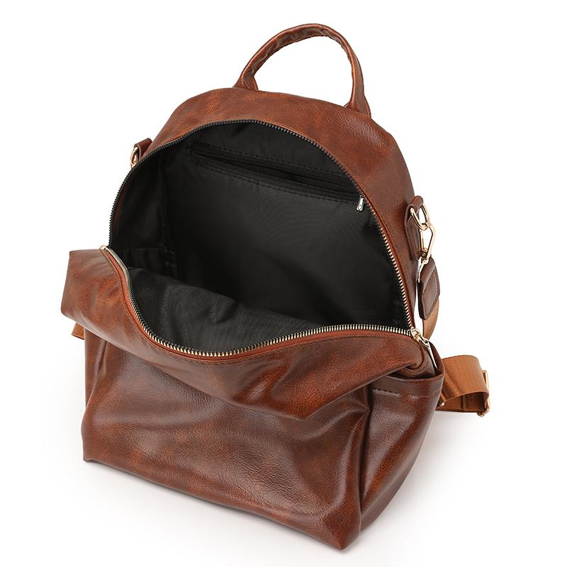 Women's Large Capacity Backpack Soft Leather Student Schoolbag Travel Backpack Multifunctional Shoulder Bag