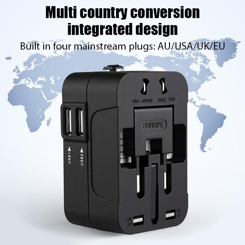 1 db Univerzális Utazó Dugó Adapter 2 USB Porttal Világutazó AC Hálózati Töltő Adapter AU US UK EU Átalakító Adapter USB Töltő Új