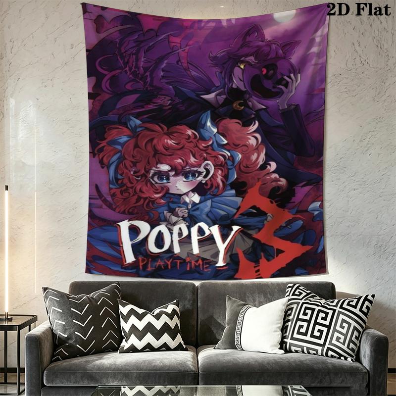 Poppy playtime Wandteppich Ästhetischer Wandbehang Bedruckter Stoffdecke Dekorative Wandteppiche für Schlafzimmer Wohnzimmer Heimdekoration
