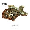 Pendant Anti-fade Key Vividly Engraved Brass Gifts Hollow-carved Carp Keychain Ornament for Home