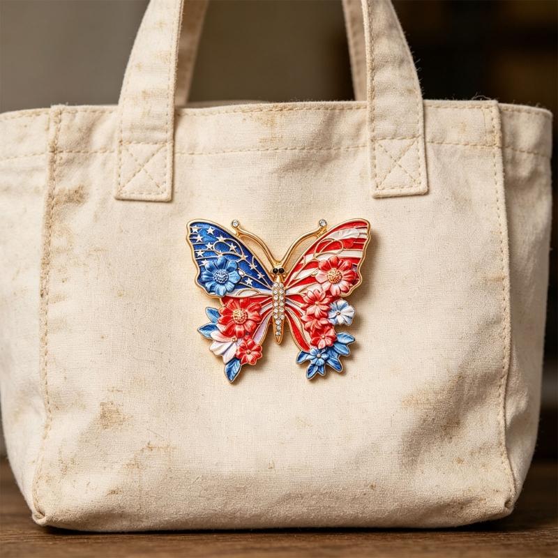 Beautiful 250Th Anniversary Butterfly Brooch Featuring US Flag Art Sturdy Alloy Jewelry