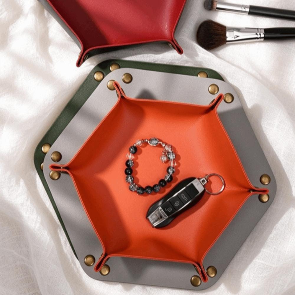 Vintage Desktop Organizer Nordic Style Folding Organizer Creative Leather Storage Tray Entrance