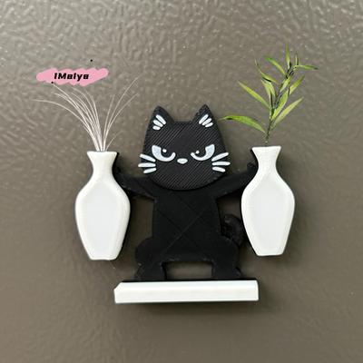 M-Cute Magnetic Cat Whisker Collector Double Vases Design Mini Vase Fridge Magnets Ornaments Memorial Box Home Office Decor