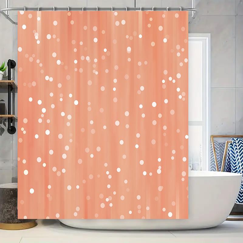 Tonnika Chen Coral/White Soft Shower Curtain With Dots Modern Bathroom Decor For Bathtub Doors Extra Long 72X84 Inches Water Repellent Fabric