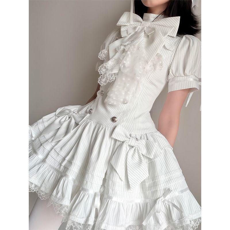 Spot [Phantom Meow Trace] Double-breasted lace splicing to wear Lolita Gothic design niche dress