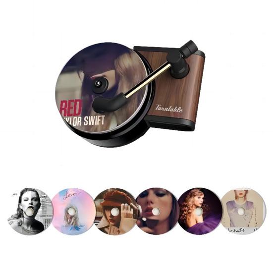 1 Set Car Air Freshener Vintage Record Player Turntable 6/12 Singer Compact Disc Fragrance Tablets Air Vent Mount Auto Aromatherapy Diffuser Ornament