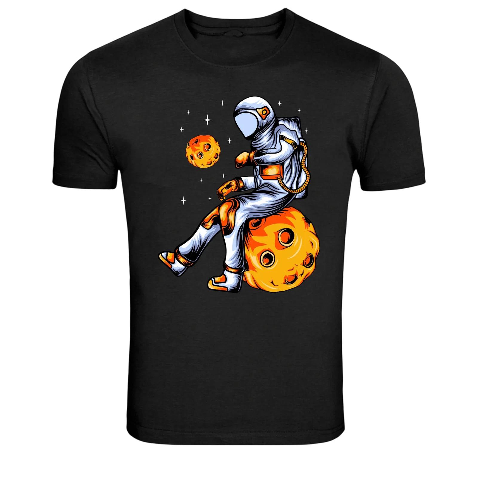 Astronaut Sitting On Planet Space Graphic T-Shirt M