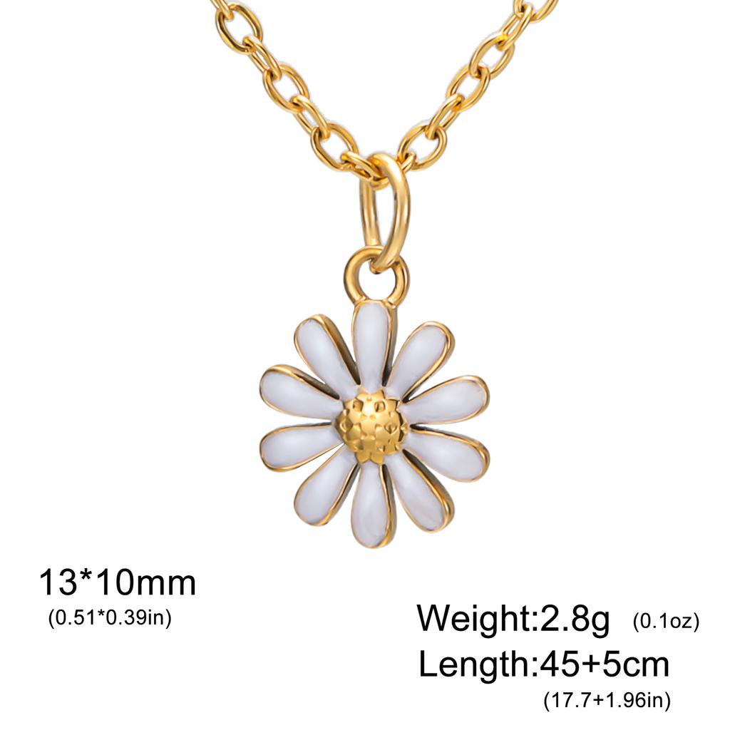 Bunte Plumeria Gänseblümchen Mini-Blumenhalsketten für Damen Edelstahl Schmuckkette Emaille Halskette Großhandel 2026 Trend