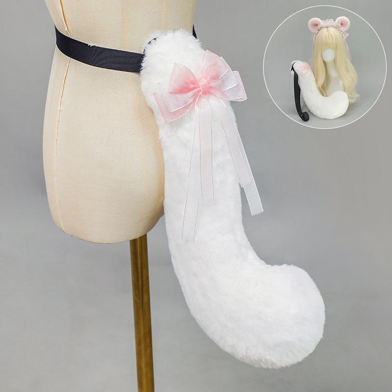 Handgemachte Hamsterohren Tierohren Stirnband Plüsch Niedlicher Hamster Kopfschmuck Lolita Fliegende Maus Stirnband Schwanz Set