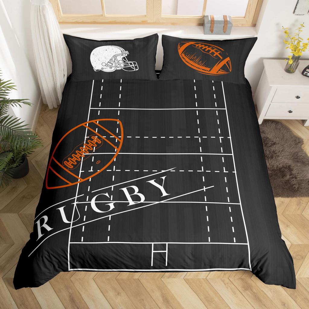 Rugby American Football Sports Quilt Cover Bedding 3D Printing Three-Piece Home Textile
