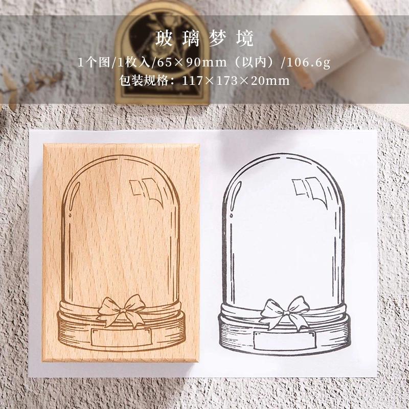 Yoofun Große Größe Vintage Traum in Flasche Holzstempel Journaling Scrapbooking DIY Holzflaschen Stempel Retro Schreibwaren