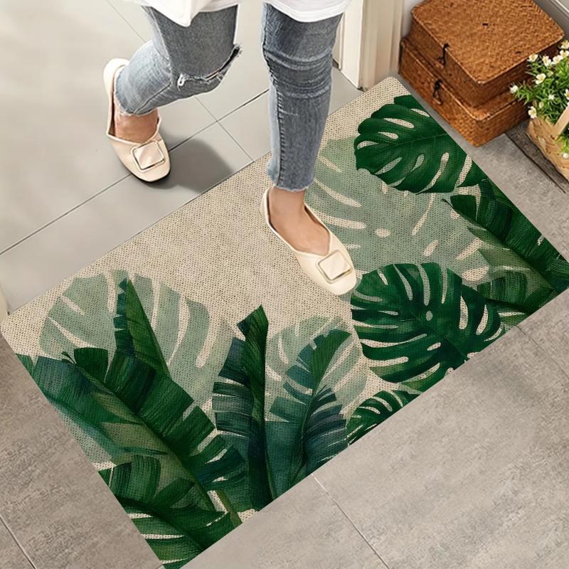 Tropical Foliage Welcome Door Mat Indoor Outdoor Area Carpet Non-Slip Washable Front Door Floor Mat Home Decor