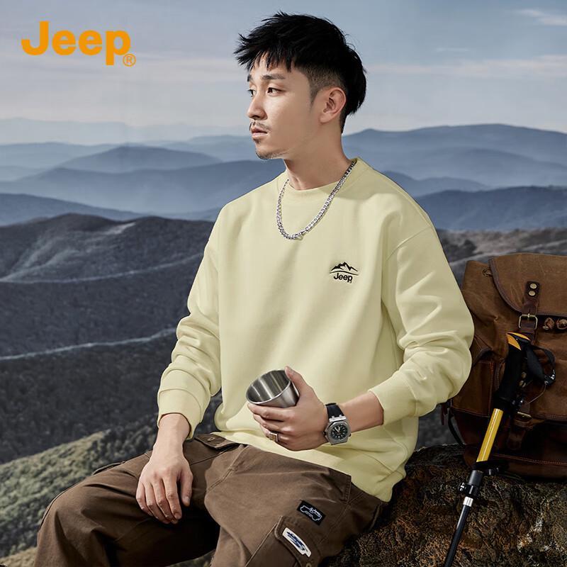 JEEP Men's Casual Loose Fit Round Neck Sweatshirt