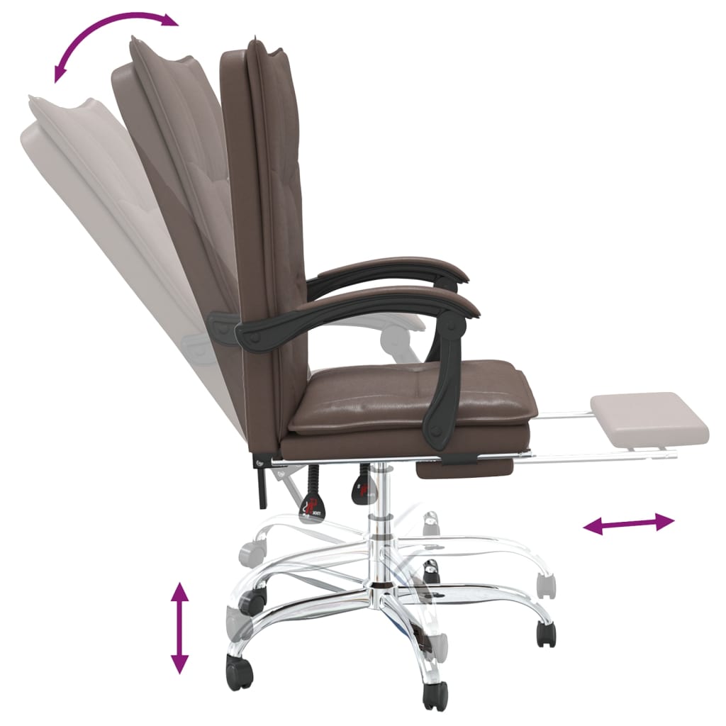 Vidaxl Foldable Office Chair, Brown, Faux Leather