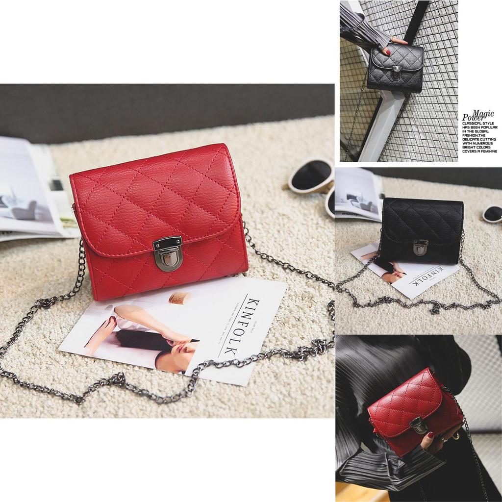 Elegant Pu Leather Female Hand Bags With Rivet Chain For Versatile Use