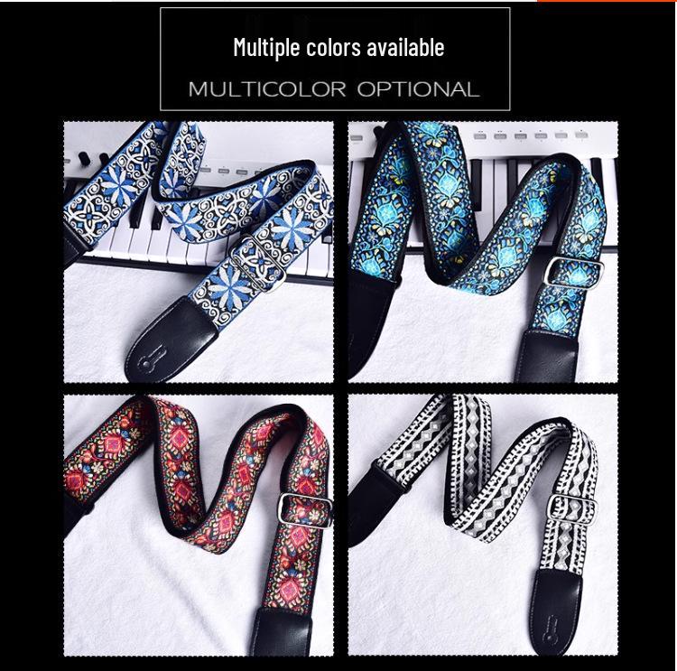 Premium Extended & Thickened Embroidered Guitar Strap - Musical Instrument Accessory