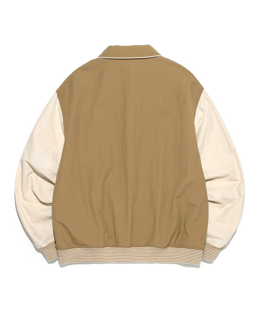 Lee Nylon Collar Varsity Jacket Beige