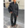 TIFICY Damenmode, lässig, Herbst/Winter, einfarbig, mit Druck, langen Ärmeln, hohem Halsausschnitt