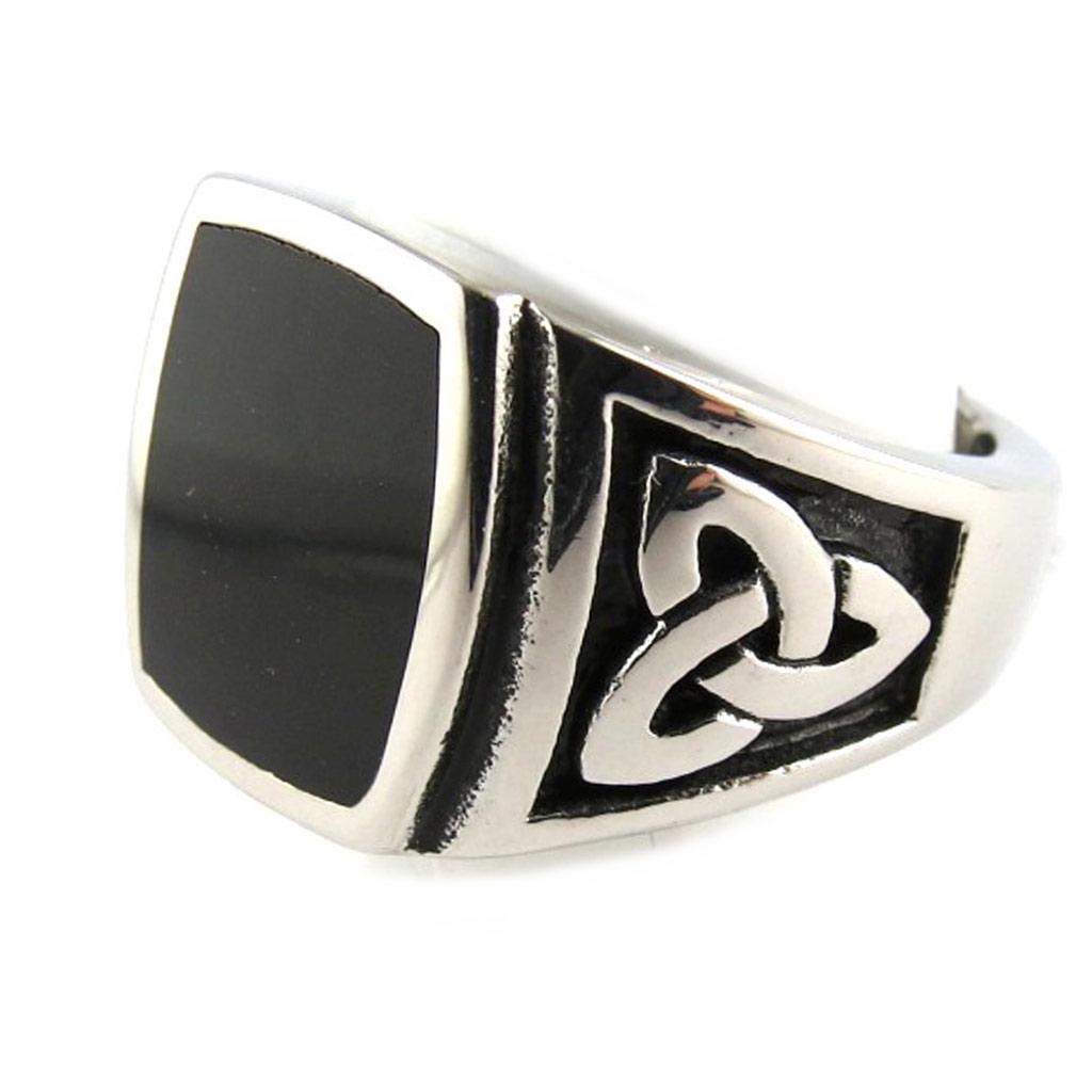 Bague créateur 'Thorgal' noir argenté - 17x14 mm