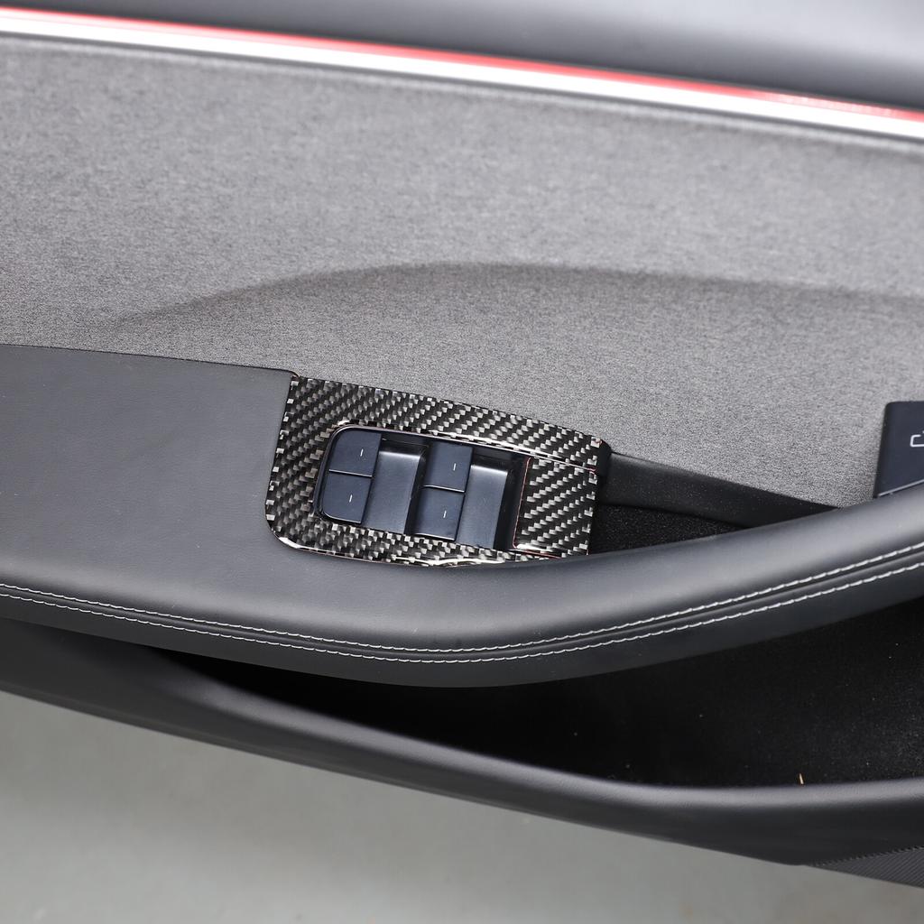 Carbon Fiber Window Lift Switch Button Trim Sticker For Tesla Model 3 23-24