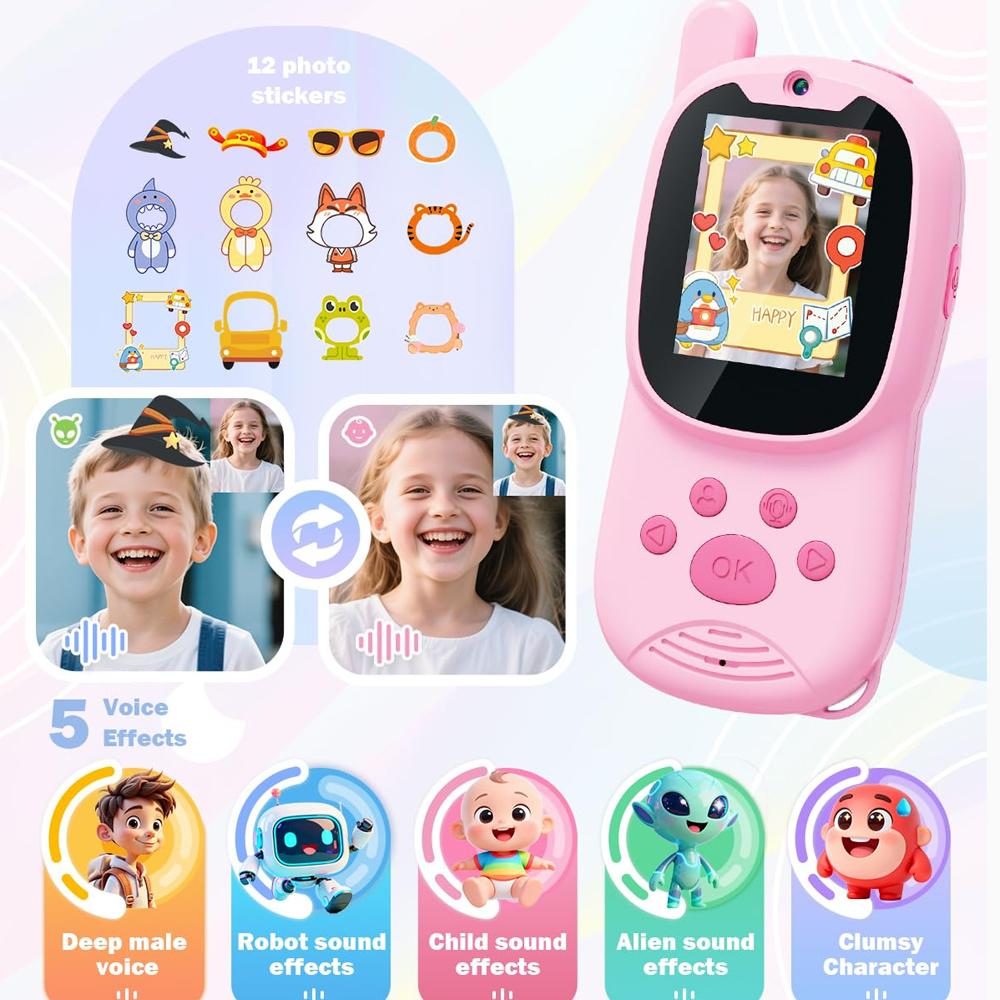 2pcs Video Walkie Talkies Kids Rechargeable Handheld Intercom Built-in Camera Video Indoor outdoor Family Games Camping Hiking