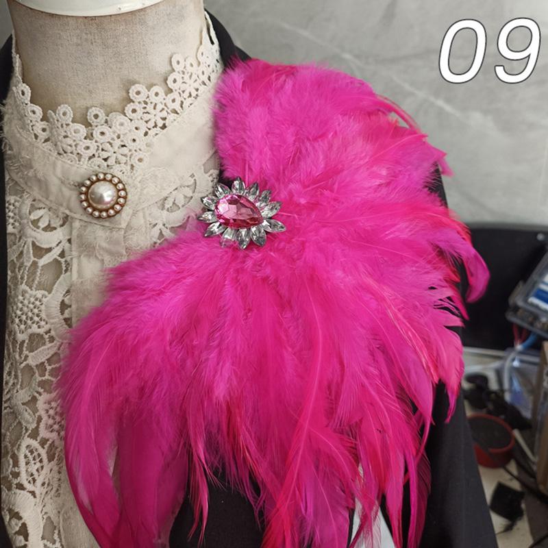 Unisex Rhinestone Feather Brooch Crystal Pin for Dress Jeans Waist & Shoulder Corsage Party Epaulet Decor for Carnival Stage