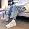 Loose Thin Men's Jeans Hong Kong Style Spring Summer High Street Trend Ins Straight Leg Nine Point Casual Pants