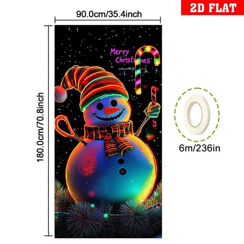 Christmas UV Fluorescent Door Banner/cover Background/holiday Party Decoration/Christmas Decorative Hanging Cloth