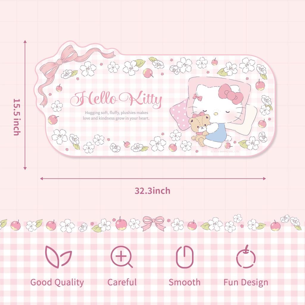 Kuitmor Kawaii Anime Mouse Fofo Mouse Gamer Impermeável Tapete de Mesa para Durável Grande Estendido Mouse Pad com Borda de Fita para Escritório Jogos Tapete FlorGato,