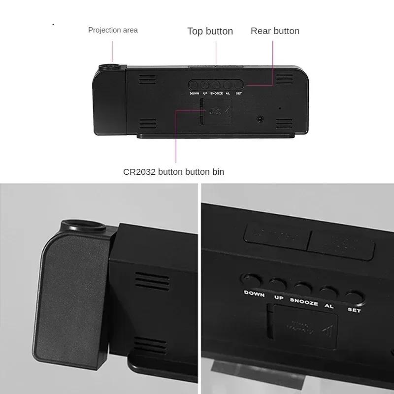 USB-betriebener Projektionswecker TEMP Datum Nachtmodus Stromausfallspeicher Tischuhr 2 Anzeigemodi 12H/24H LED-Digitaluhr