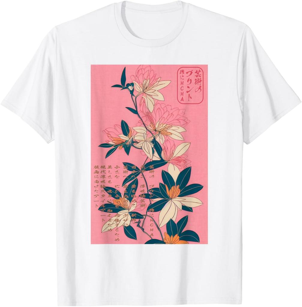 Japanese Floral Art Ukiyoe Print TShirt Men Casual Breathable Cotton Graphic Tee