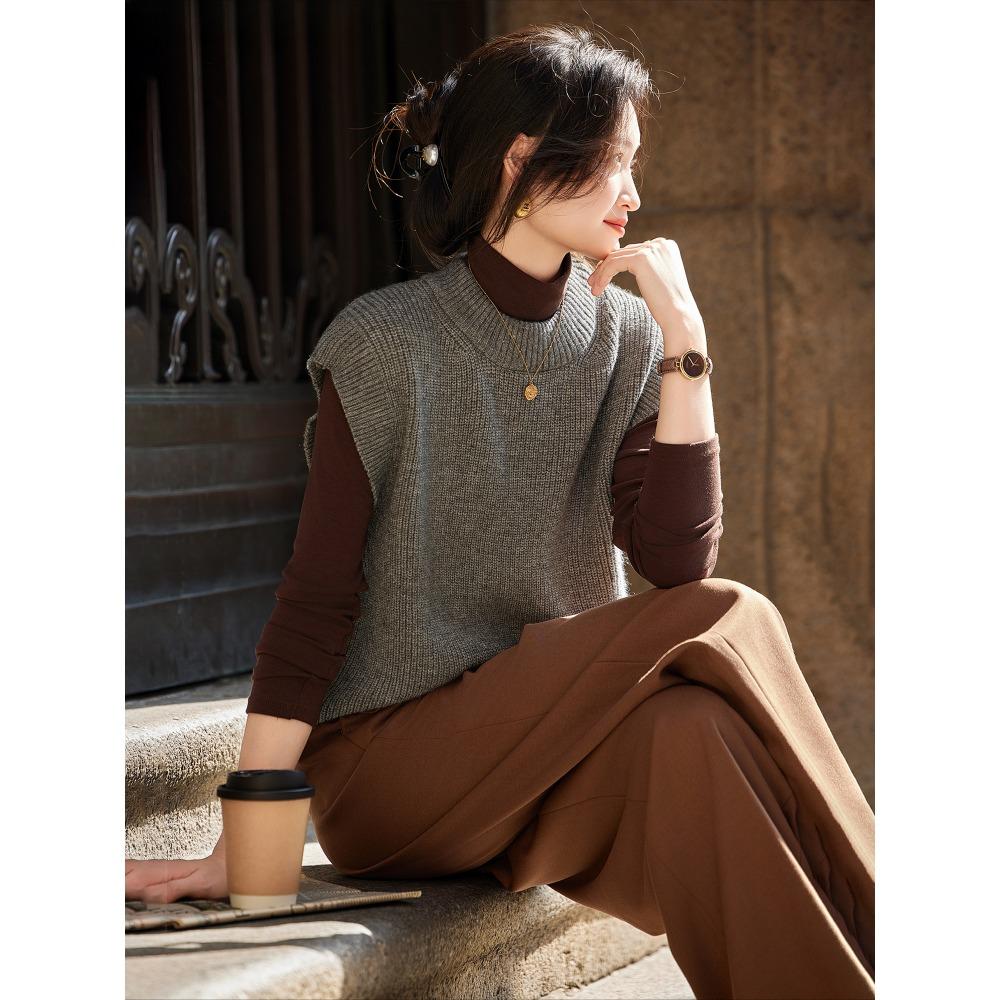 DIMANAF 2025 Autumn Women Sleeveless Vest Sweaters Knitting Casual Style Loose Sweater