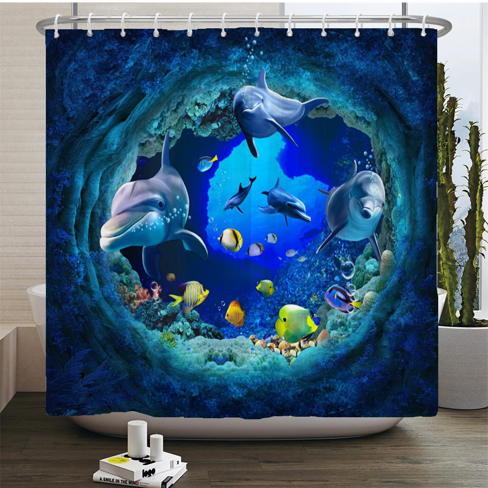 Dream Starry Sky Ocean Jellyfish Bathroom Waterproof Shower Curtain Set with 12 Hooks Bath Non-Slip Mat Rugs Toilet Seat Cover