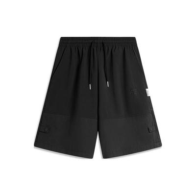 Li Ning Chinese Culture Series Mid Waist Drawstring Sports Casual Shorts Men Shorts Black AKSU315-2