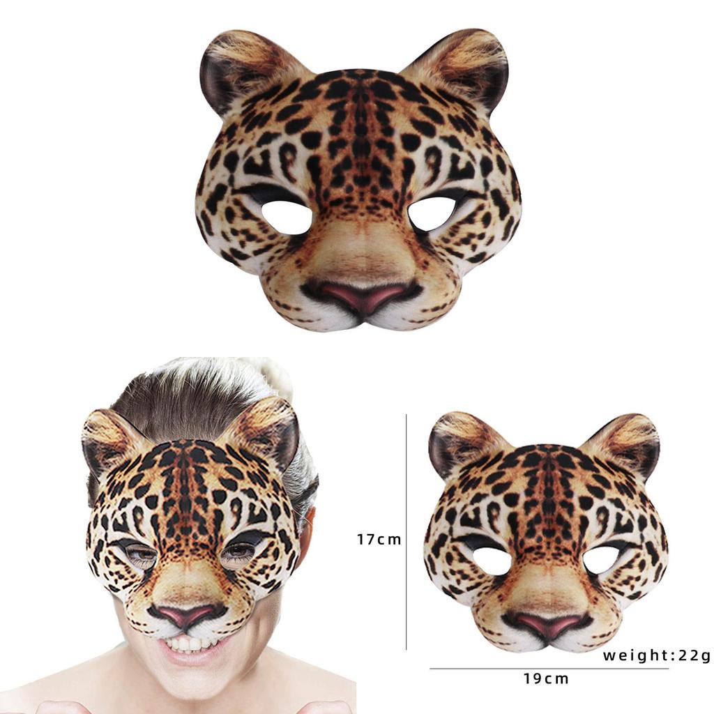 Halloween Cheetah Face Mask Eva Material For Costume Party And Diy Decor