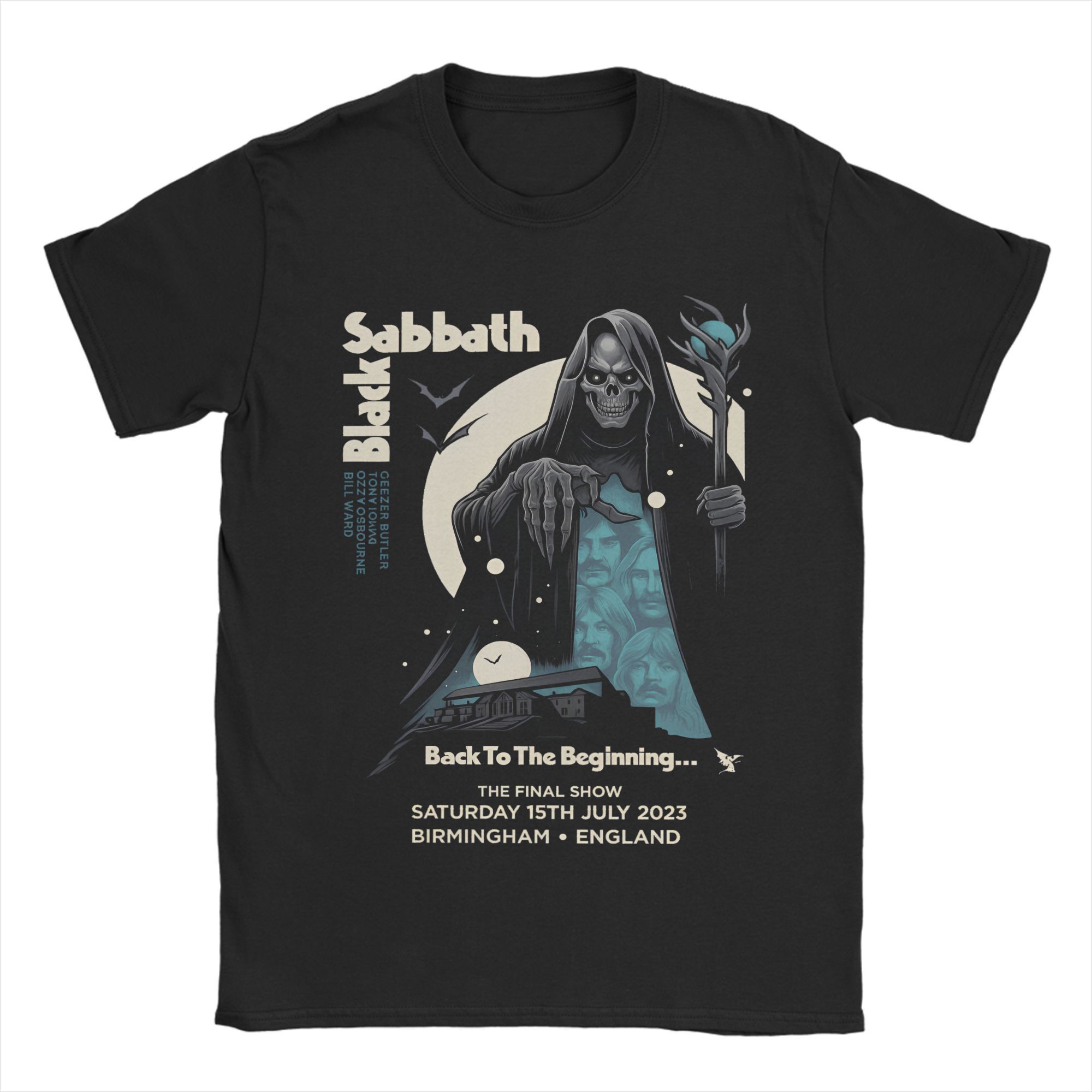 BenberFashion Black Sabbath Ozzy Osbourne T-shirt voor Heren Back To The Beginning Tour Katoenen T-shirt O-hals Korte Mouw T-shirt Kleding M