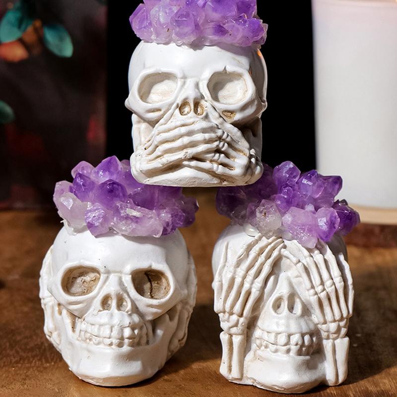Amethyst Skull Ornament Skull Sculpture Statue Skull Statue Halloween Decor For Gardens