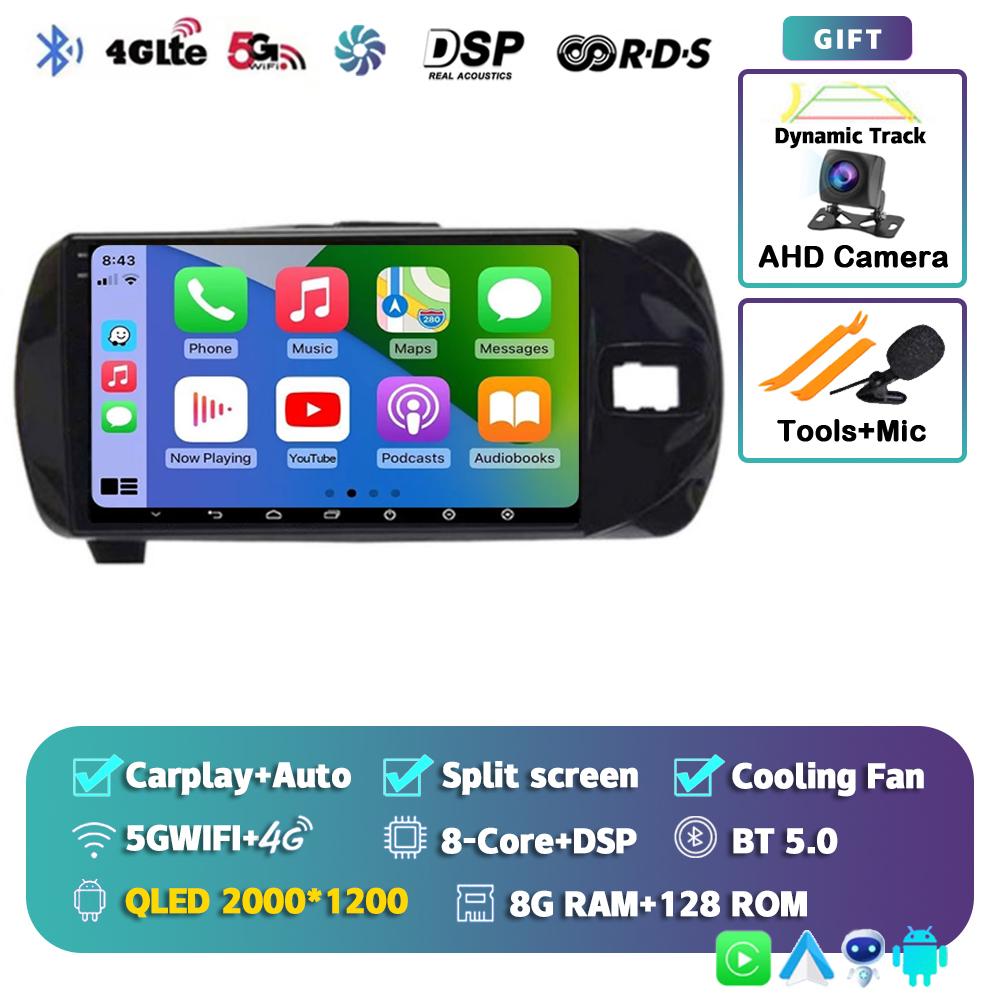 Android 14 Carplay For Toyota Vitz 3 XP130 2014 2015 2016 2017 2018 2019 Car Radio Multimedia Video Player Navigation GPS Stereo