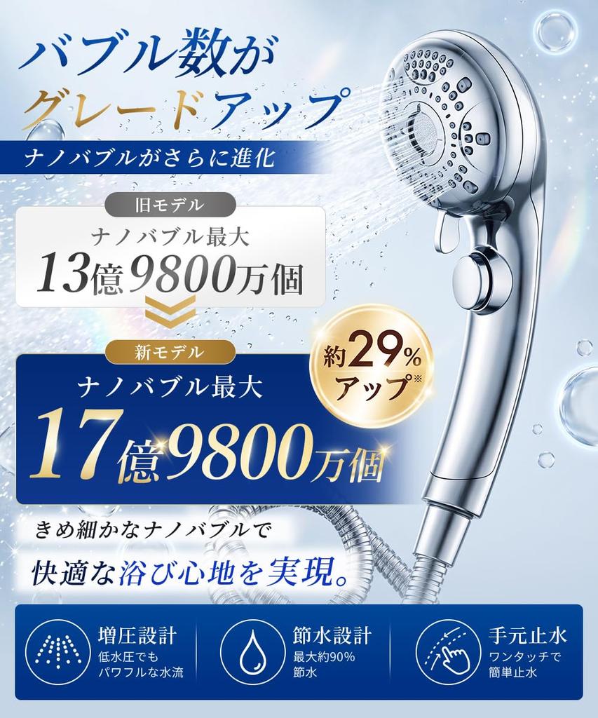 Shower Head with Water Increased Water Water 6 Water Flow Settings and High Pore Skin and Hair Easy Micro-nano Bubbles, Saving, Pressure, Shut-off,