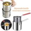 Detachable Handle Deep Fryer with Strainer Stainless Steel Tempura Fryer Pan  Kitchen