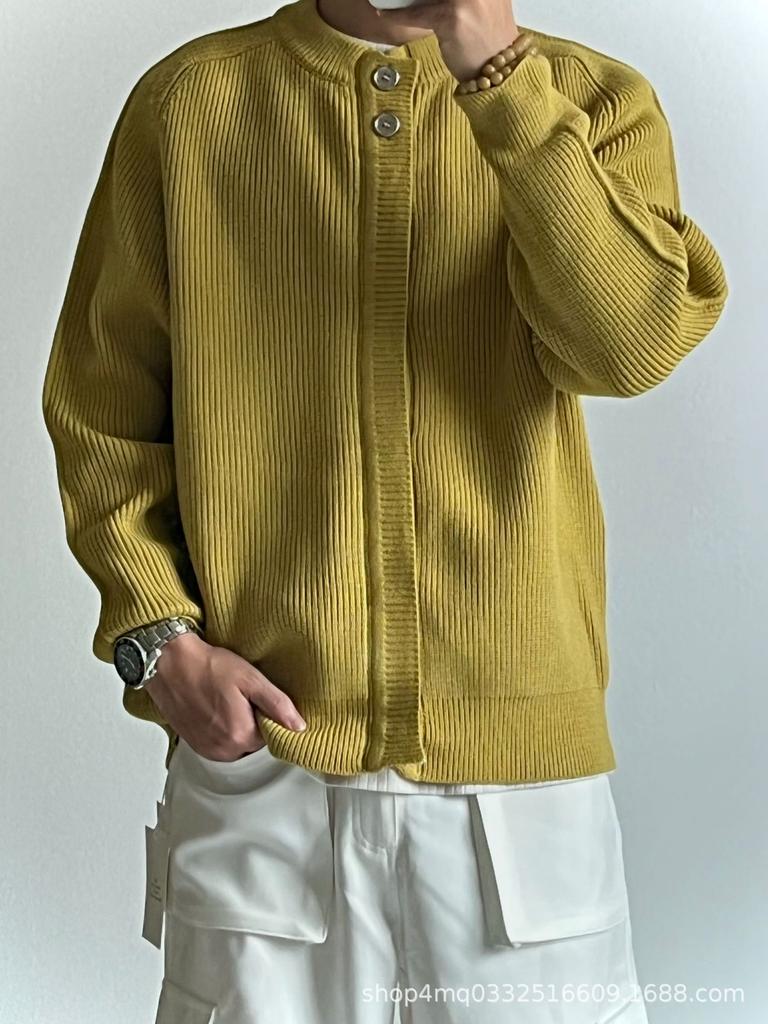 Autumn-Winter Round Neck Men's Cardigan Sweater, Old Money Style Knitwear, Korean-Inspired Hot Selling Winter Outerwear