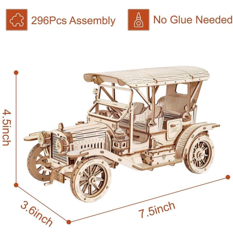 

Robotime Vintage Car 3D Wooden Puzzle Retro Car Model Kits for Antique Car Lovers Aesthetic Home Decor Adults