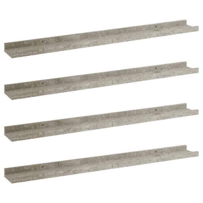 VidaXL Étagères murales 4 pcs Gris béton 80x9x3 cm